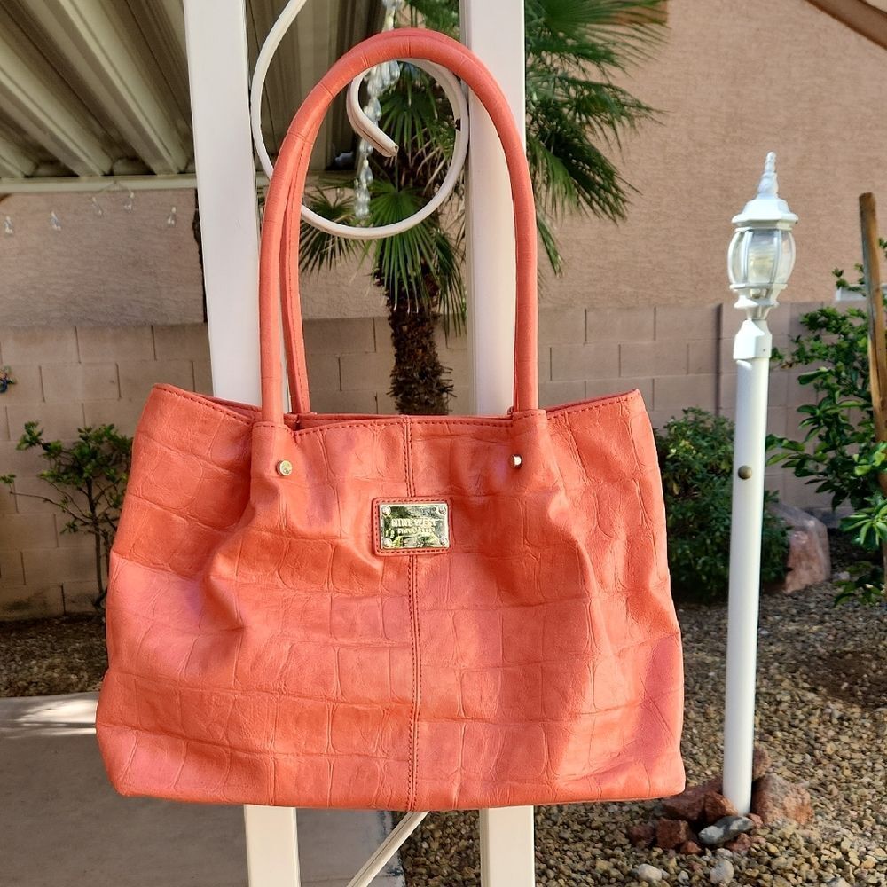 Nine West Coral Croc-Embossed Handbag Purse